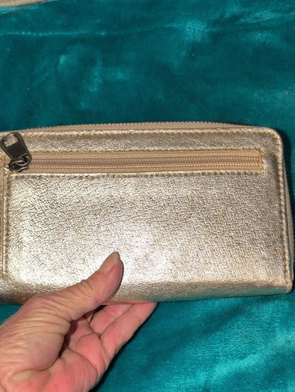 The Sak Metallic Gold Leather Zip Wallet